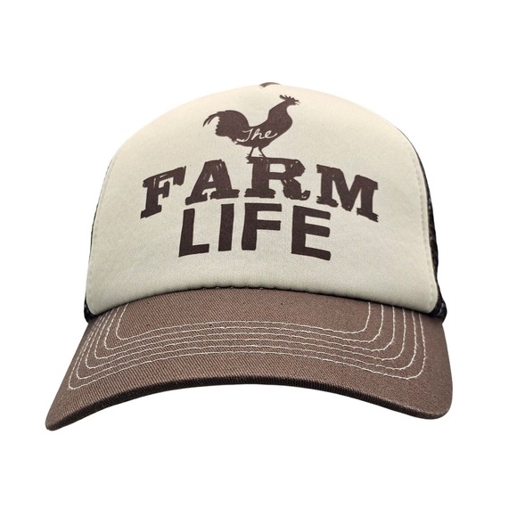 Lincoln Outfitters Other - Lincoln Outfitters Farm Life Rooster Trucker Hat Brown Cream Snapback Cap Mesh